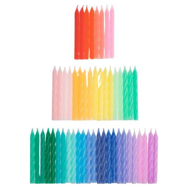 Set de 50 bougies d'anniversaire - Arc-en-ciel