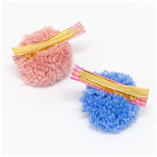 Set de 6 barrettes - Pompons Vichy