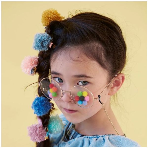 Set de 6 barrettes - Pompons Vichy