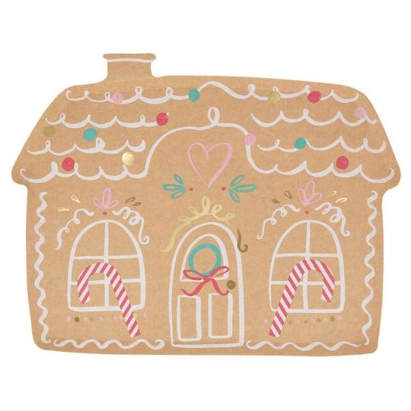 Set de 8 assiettes en carton - Maison en pain d'épices