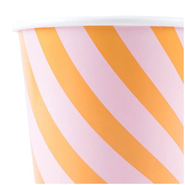 Set de 8 gobelets - Rayures Rose & Orange