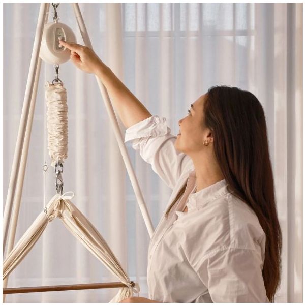 Bundle Classic - Hamac bébé suspendu à ressorts - Moteur Connect - Nature / Crème