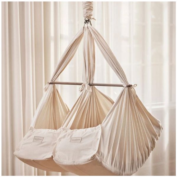 Bundle Classic - Hamac bébés Jumeaux suspendu à ressorts - Moteur Connect - Nature / Crème