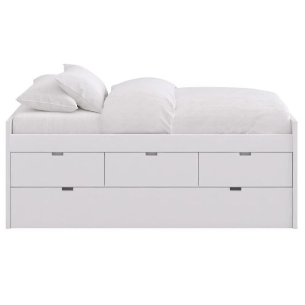 Block Single Bed with Trundle Bed & Drawers - 90x200cm