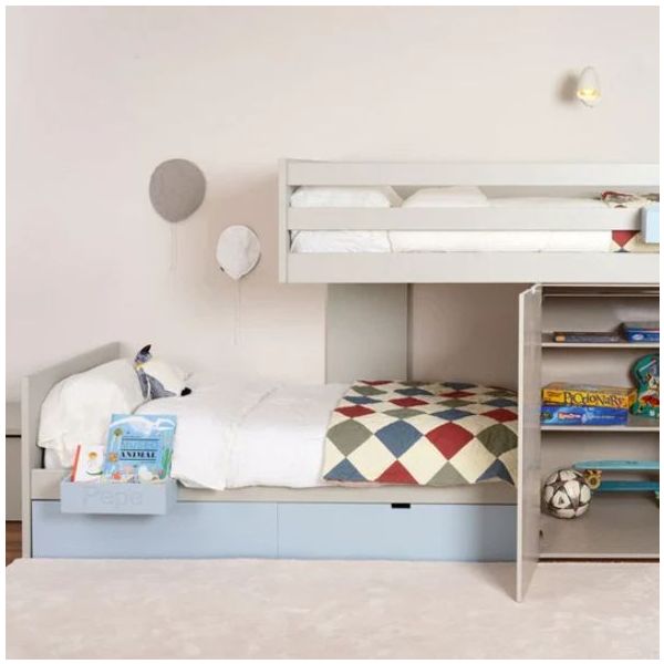 Train Bunk Bed with Storage - Staircase - 90x200cm