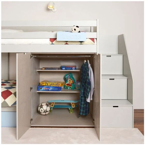 Train Bunk Bed with Storage - Staircase - 90x200cm