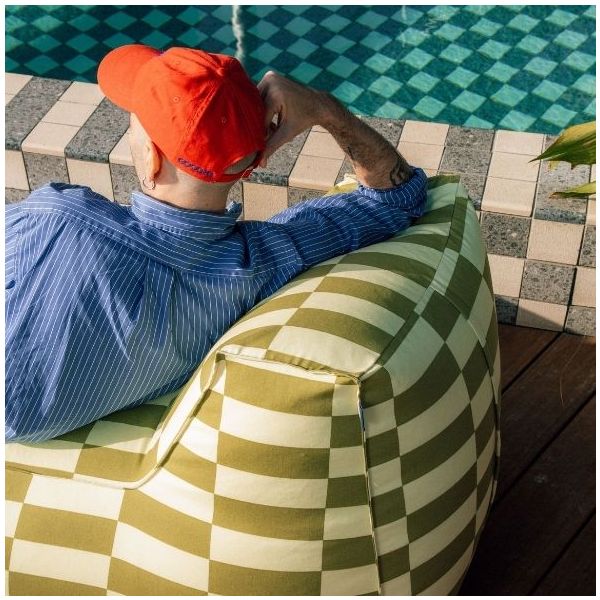 Pouf long d’extérieur Ado Matteo - Carreaux Lime