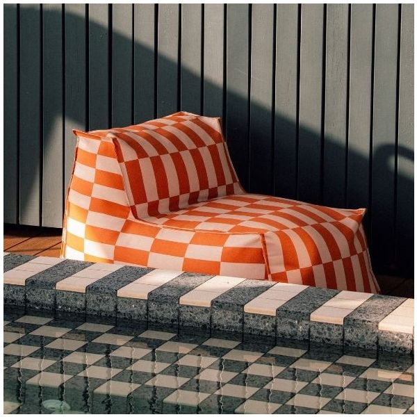 Matteo Outdoor Long Beanbag Chair - Tiles Tangerine