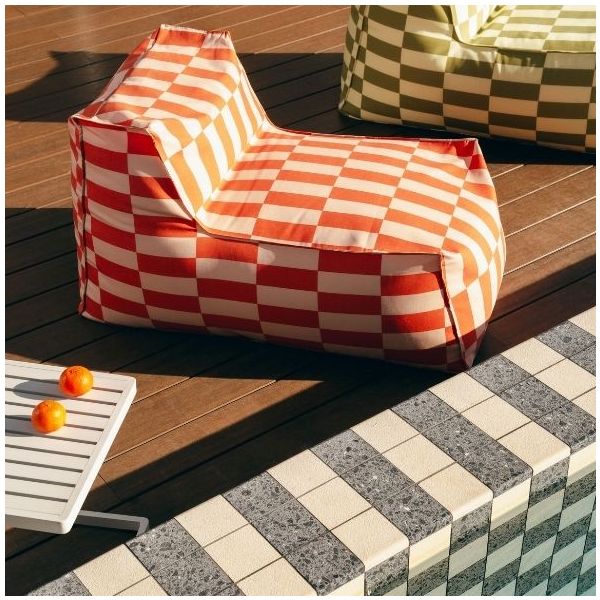 Matteo Outdoor Long Beanbag Chair - Tiles Tangerine