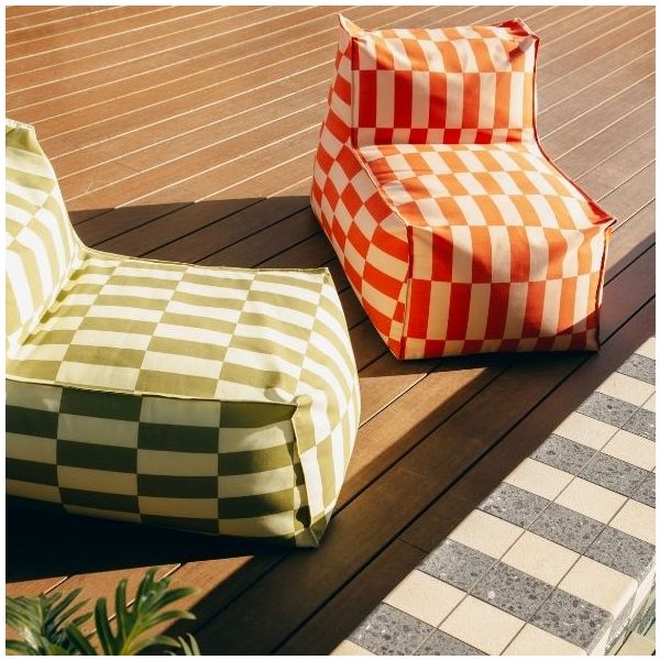 Matteo Outdoor Long Beanbag Chair - Tiles Tangerine