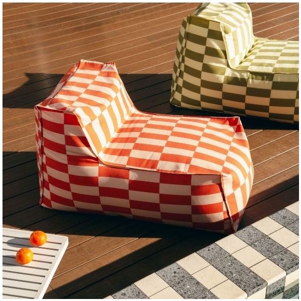 Matteo Outdoor Long Beanbag Chair - Tiles Tangerine