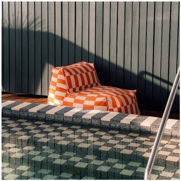Matteo Outdoor Long Beanbag Chair - Tiles Tangerine