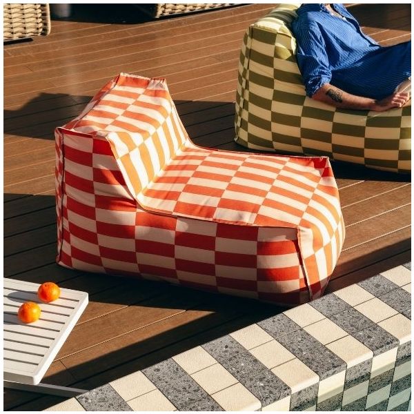 Matteo Outdoor Long Beanbag Chair - Tiles Tangerine