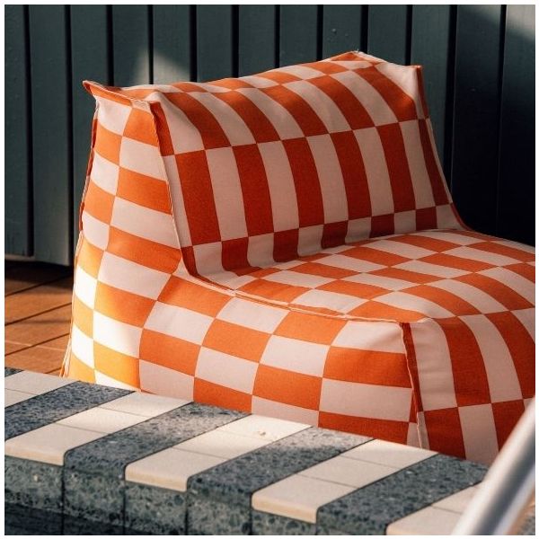 Matteo Outdoor Long Beanbag Chair - Tiles Tangerine