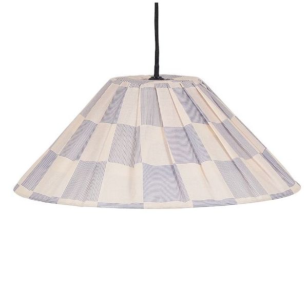 Abat-jour plissé Ava - 50 cm - Carreaux Bleu