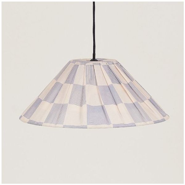 Abat-jour plissé Ava - 50 cm - Carreaux Bleu
