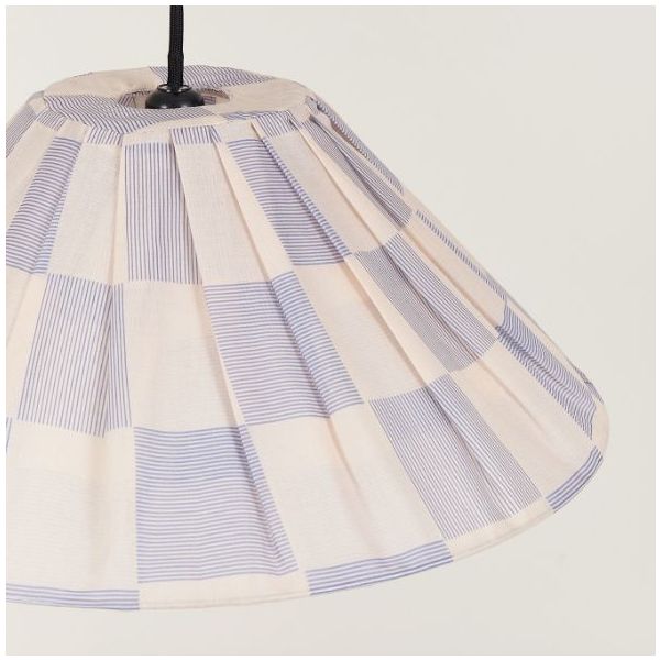Abat-jour plissé Ava - 50 cm - Carreaux Bleu