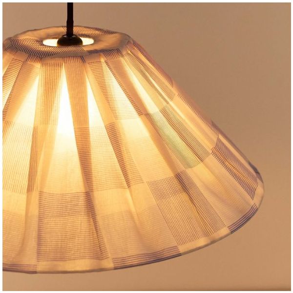 Abat-jour plissé Ava - 50 cm - Carreaux Bleu