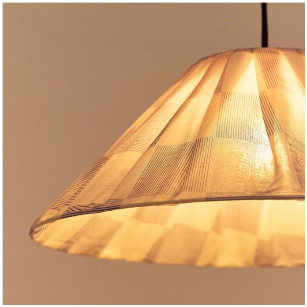 Abat-jour plissé Ava - 50 cm - Carreaux Bleu