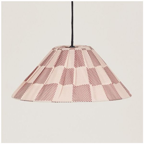 Ava Pleated Lampshade - 50 cm - Checks Burnt Red