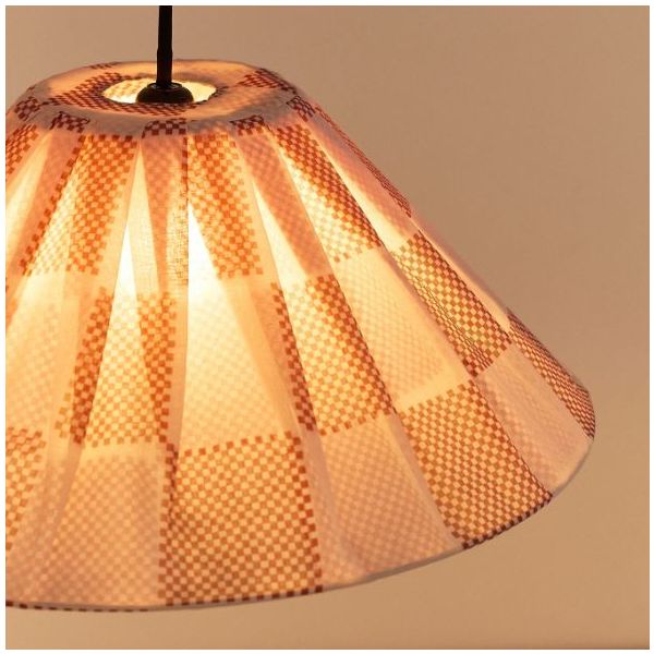 Ava Pleated Lampshade - 50 cm - Checks Burnt Red