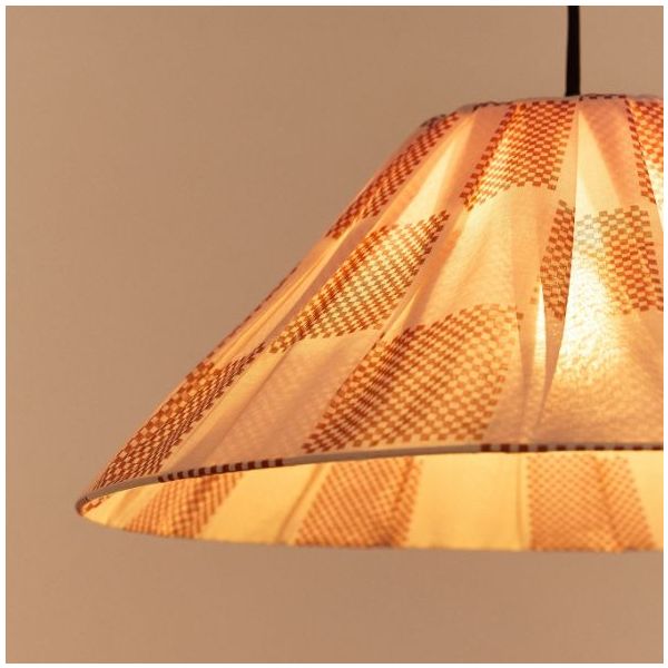Ava Pleated Lampshade - 50 cm - Checks Burnt Red