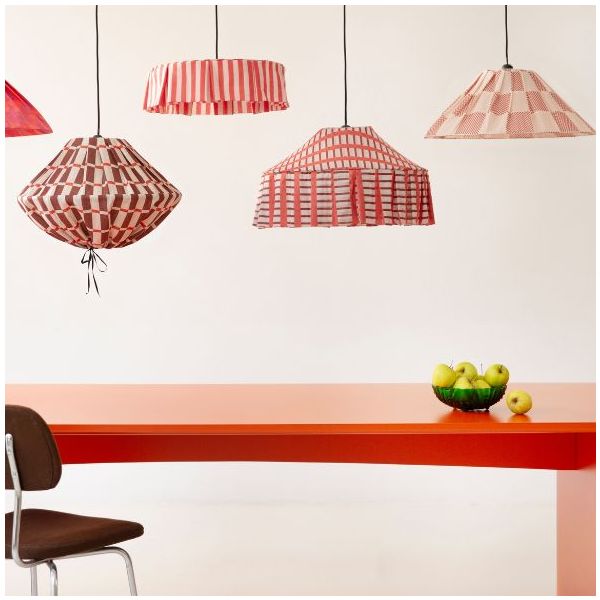 Ava Pleated Lampshade - 50 cm - Checks Burnt Red