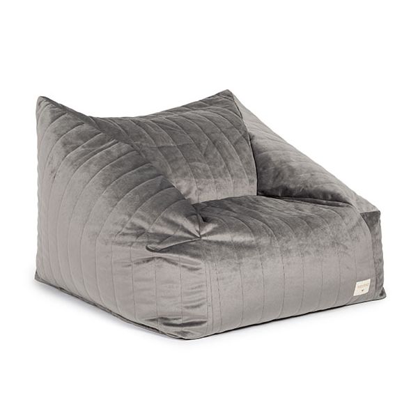 Pouf Fauteuil Velours Chelsea - Gris Ardoise