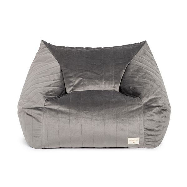 Pouf Fauteuil Velours Chelsea - Gris Ardoise