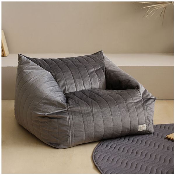 Pouf Fauteuil Velours Chelsea - Gris Ardoise