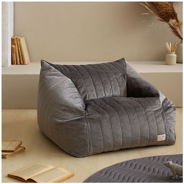 Pouf Fauteuil Velours Chelsea - Gris Ardoise