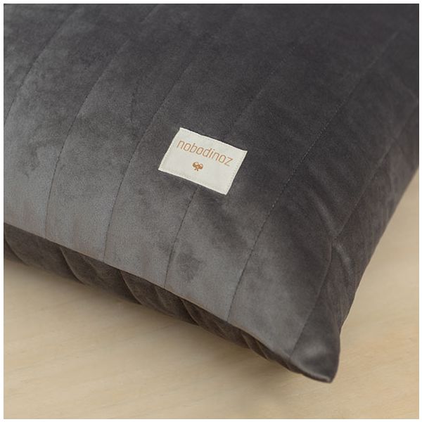 Pouf Velours Essaouira - Gris Ardoise