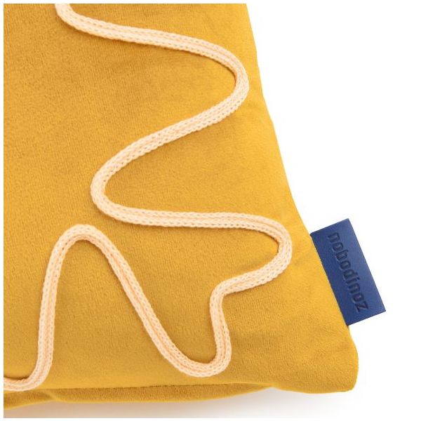 Coussin rectangulaire brodé Rita Eco-Velours - Ocre