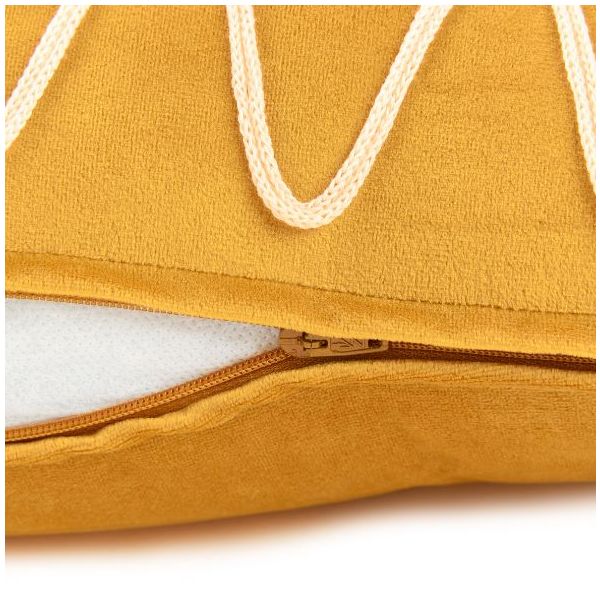 Coussin rectangulaire brodé Rita Eco-Velours - Ocre