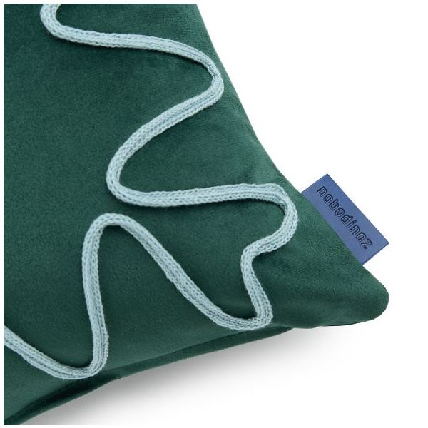 Coussin rectangulaire brodé Rita Eco-Velours - Vert