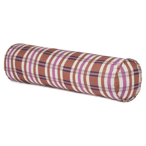 Coussin traversin en lin Cliff - Tartan Marron