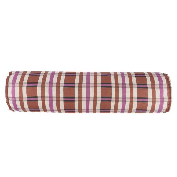 Coussin traversin en lin Cliff - Tartan Marron