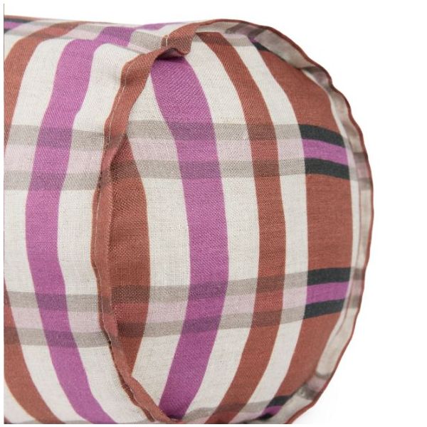 Coussin traversin en lin Cliff - Tartan Marron