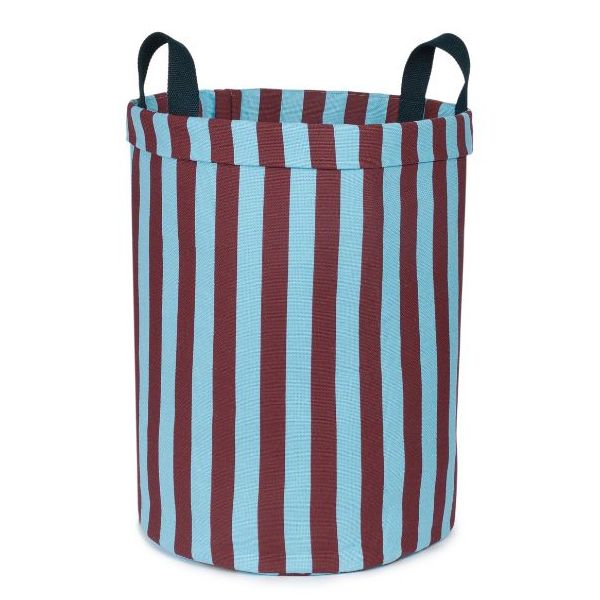 Grand panier de rangement rond - Rayures Bordeaux / Bleu