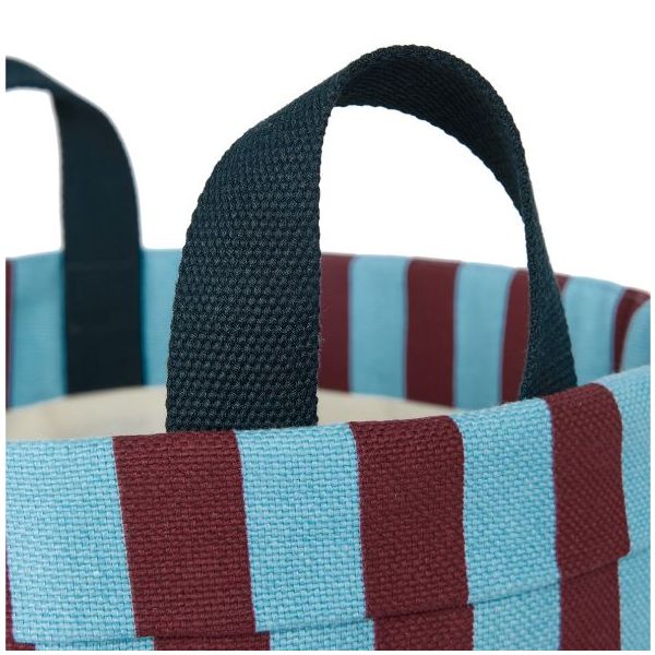Grand panier de rangement rond - Rayures Bordeaux / Bleu