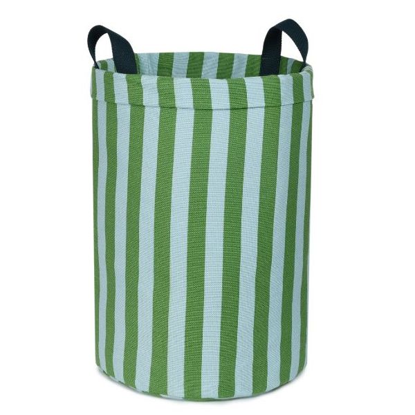 Grand panier de rangement rond - Rayures Vert / Bleu