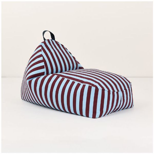 Pouf long Enfant Bliss - Rayures Bordeaux / Bleu