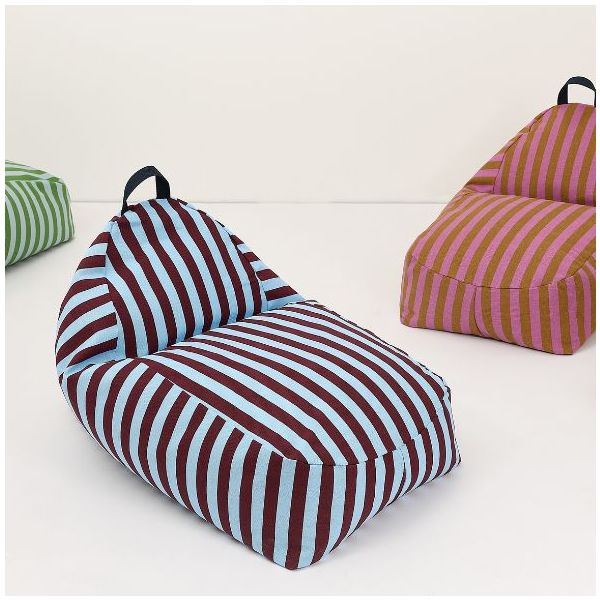 Pouf long Enfant Bliss - Rayures Bordeaux / Bleu
