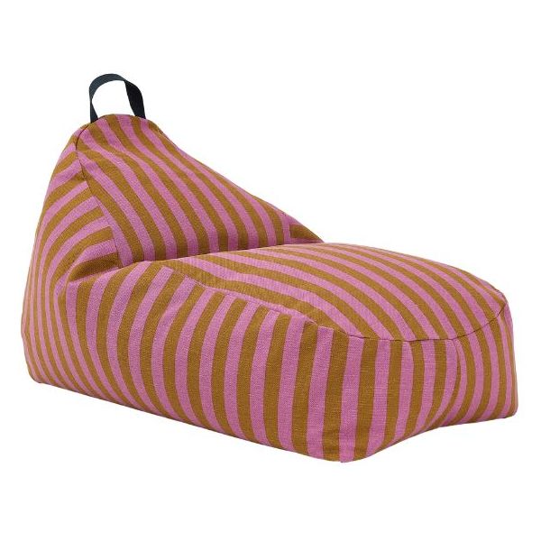 Pouf long Enfant Bliss - Rayures Rose / Curry