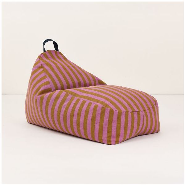 Pouf long Enfant Bliss - Rayures Rose / Curry