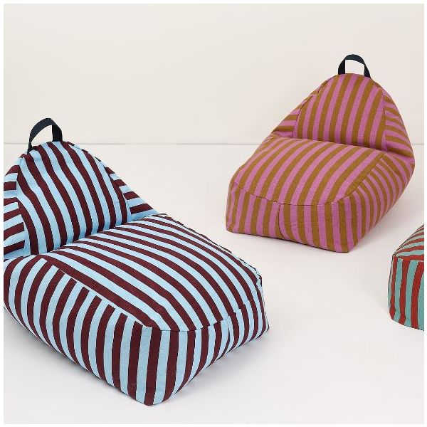 Pouf long Enfant Bliss - Rayures Rose / Curry