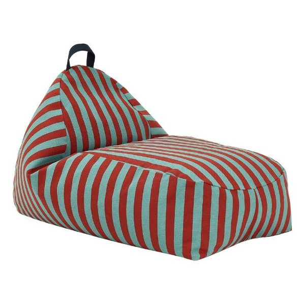 Pouf long Enfant Bliss - Rayures Rouge / Vert
