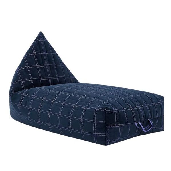 Pouf long Enfant Oasis Eco-Velours - Carreaux Bleu Nuit / Violet