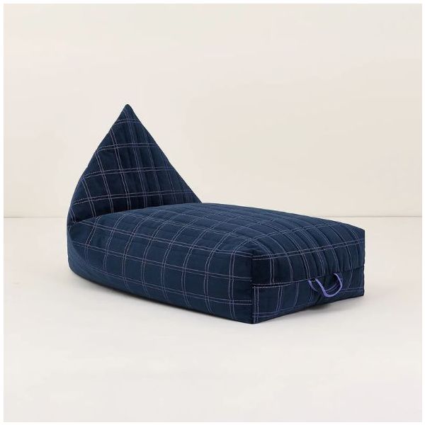 Pouf long Enfant Oasis Eco-Velours - Carreaux Bleu Nuit / Violet