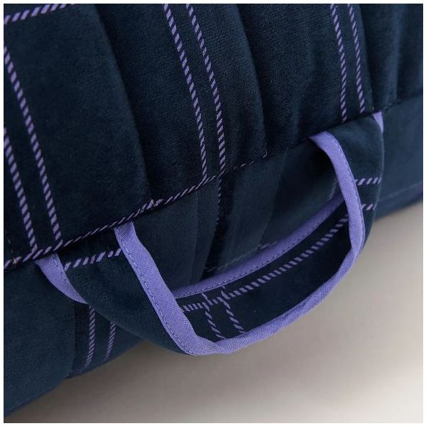 Pouf long Enfant Oasis Eco-Velours - Carreaux Bleu Nuit / Violet